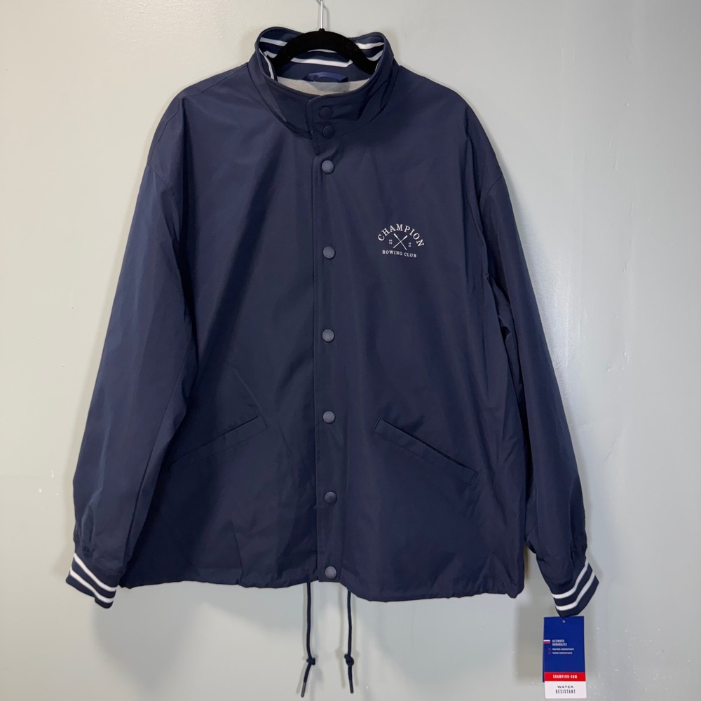 Champion Rowing Club Navy Blue Water Resistant Coaches Jacket Mens XL New